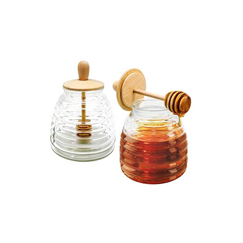 Zhongtou Lot de 2 bâtonnets de miel en bois de hêtre avec manche long en bois de miel pour pot de miel 16,5 cm 