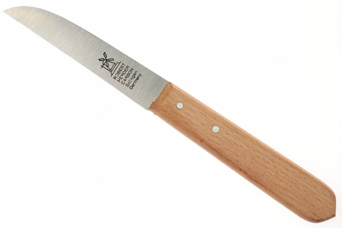 Couteau à légumes Solingen Set 2 couteaux à éplucher Fabriqué en Allemagne  Couteau à fruits avec lame non inoxydable Couteau de cuisine avec manche en  bois de hêtre avec coupe extra-nette (2) 