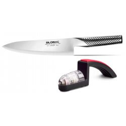 Set GLOBAL - Contenant Couteau 1/2 Chef + Aiguiseur - 4943691222015